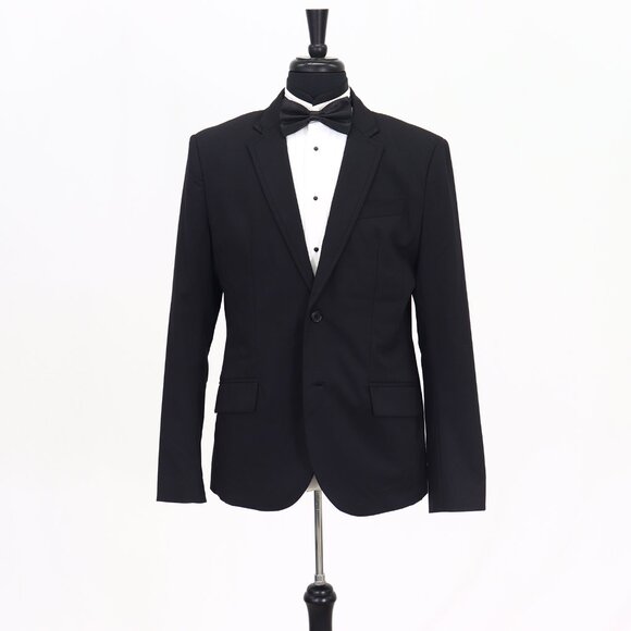 Armani Exchange 44R Black Solid 2-Button Sport Coat Blazer Jacket T315 - Picture 1 of 11